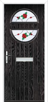 Circle English Rose Composite Front Door in Black Brown