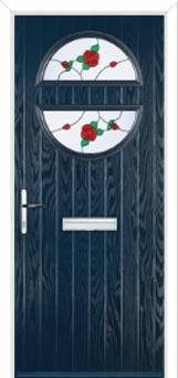 Circle English Rose Composite Front Door in Dark Blue