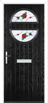 Circle English Rose Composite Front Door in Black