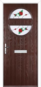 Circle English Rose Composite Front Door in Darkwood