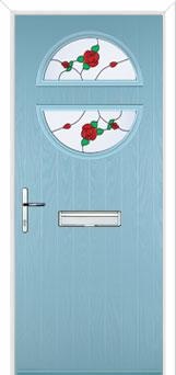 Circle English Rose Composite Front Door in Duck Egg Blue