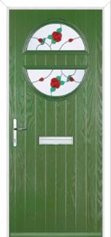 Circle English Rose Composite Front Door in Fern Green