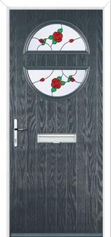 Circle English Rose Composite Front Door in Anthracite Grey