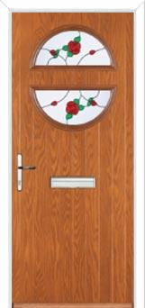 Circle English Rose Composite Front Door in Oak