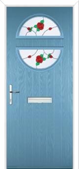 Circle English Rose Composite Front Door in Pastel Blue