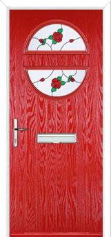 Circle English Rose Composite Front Door in Poppy Red