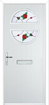 Circle English Rose Composite Front Door in White