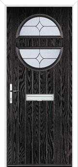 Circle Flair Composite Front Door in Black Brown