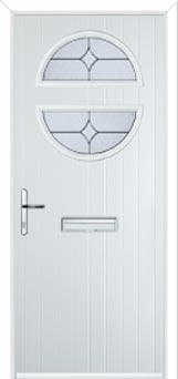 Circle Flair Composite Front Door in White