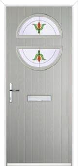 Circle Fleur Composite Front Door in Agate Grey