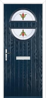 Circle Fleur Composite Front Door in Dark Blue