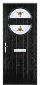 Circle Fleur Composite Front Door in Black