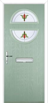 Circle Fleur Composite Front Door in Chartwell Green