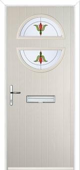 Circle Fleur Composite Front Door in Cream