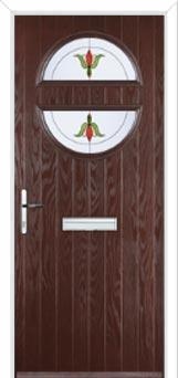 Circle Fleur Composite Front Door in Darkwood