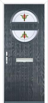 Circle Fleur Composite Front Door in Anthracite Grey