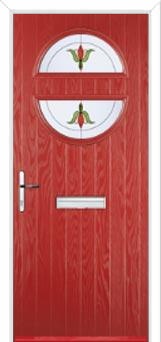 Circle Fleur Composite Front Door in Red