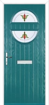 Circle Fleur Composite Front Door in Turquoise Blue