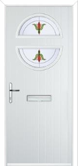 Circle Fleur Composite Front Door in White