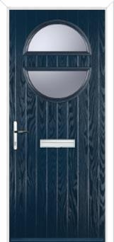 Circle Glazed Composite Front Door in Dark Blue