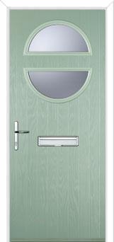 Circle Glazed Composite Front Door in Chartwell Green