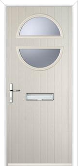 Circle Glazed Composite Front Door in Cream