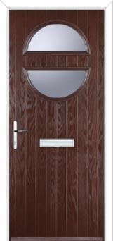 Circle Glazed Composite Front Door in Darkwood