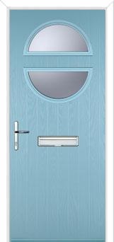 Circle Glazed Composite Front Door in Duck Egg Blue