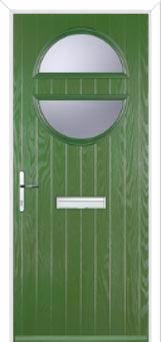 Circle Glazed Composite Front Door in Fern Green