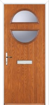 Circle Glazed Composite Front Door in Oak