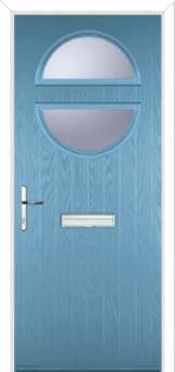 Circle Glazed Composite Front Door in Pastel Blue