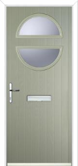 Circle Glazed Composite Front Door in Pebble Grey