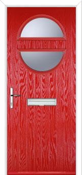 Circle Glazed Composite Front Door in Poppy Red