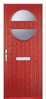 Circle Glazed Composite Front Door in Red