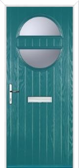 Circle Glazed Composite Front Door in Turquoise Blue