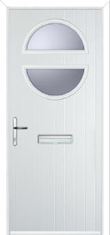 Circle Glazed Composite Front Door in White