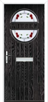 Circle Mackintosh Rose Composite Front Door in Black Brown