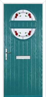 Circle Mackintosh Rose Composite Front Door in Turquoise Blue