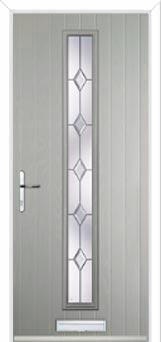 Cottage Long (centre) Crystal Diamond Composite Front Door in Agate Grey