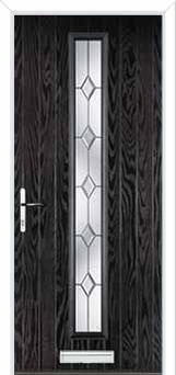 Cottage Long (centre) Crystal Diamond Composite Front Door in Black Brown