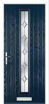 Cottage Long (centre) Crystal Diamond Composite Front Door in Dark Blue