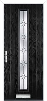 Cottage Long (centre) Crystal Diamond Composite Front Door in Black