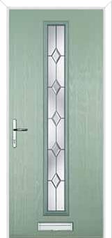 Cottage Long (centre) Crystal Diamond Composite Front Door in Chartwell Green
