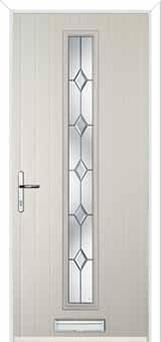 Cottage Long (centre) Crystal Diamond Composite Front Door in Cream