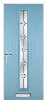 Cottage Long (centre) Crystal Diamond Composite Front Door in Duck Egg Blue