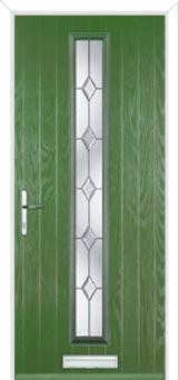 Cottage Long (centre) Crystal Diamond Composite Front Door in Fern Green