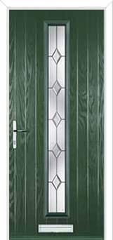 Cottage Long (centre) Crystal Diamond Composite Front Door in Green