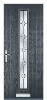 Cottage Long (centre) Crystal Diamond Composite Front Door in Anthracite Grey
