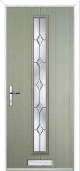 Cottage Long (centre) Crystal Diamond Composite Front Door in Pebble Grey