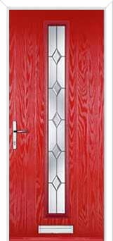 Cottage Long (centre) Crystal Diamond Composite Front Door in Poppy Red